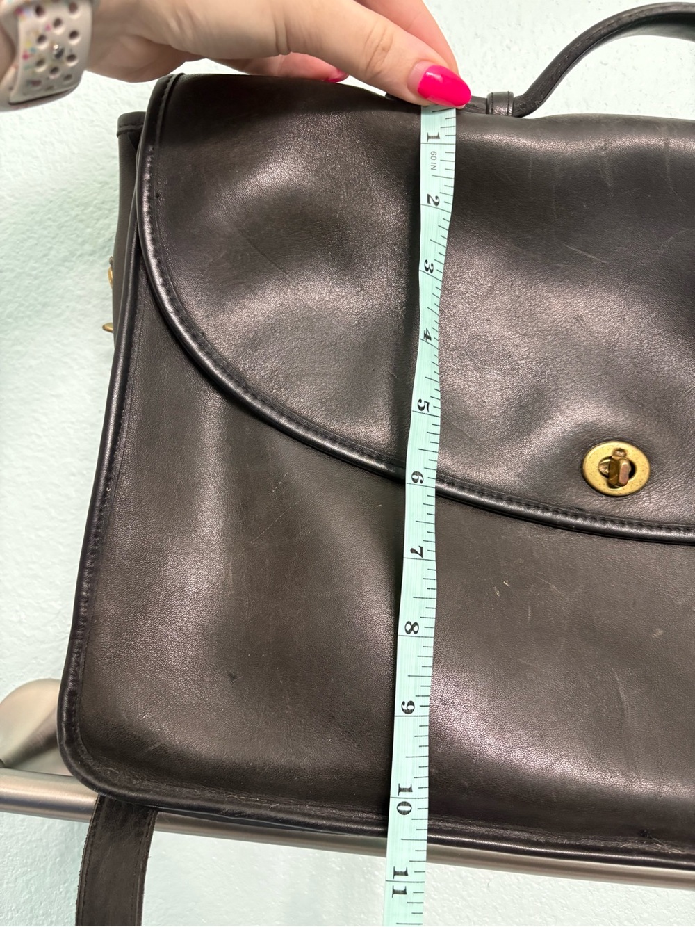Vintage Coach Black Leather Top-Handle Laptop Bag with Shoulder Strap - Picture 3 of 10